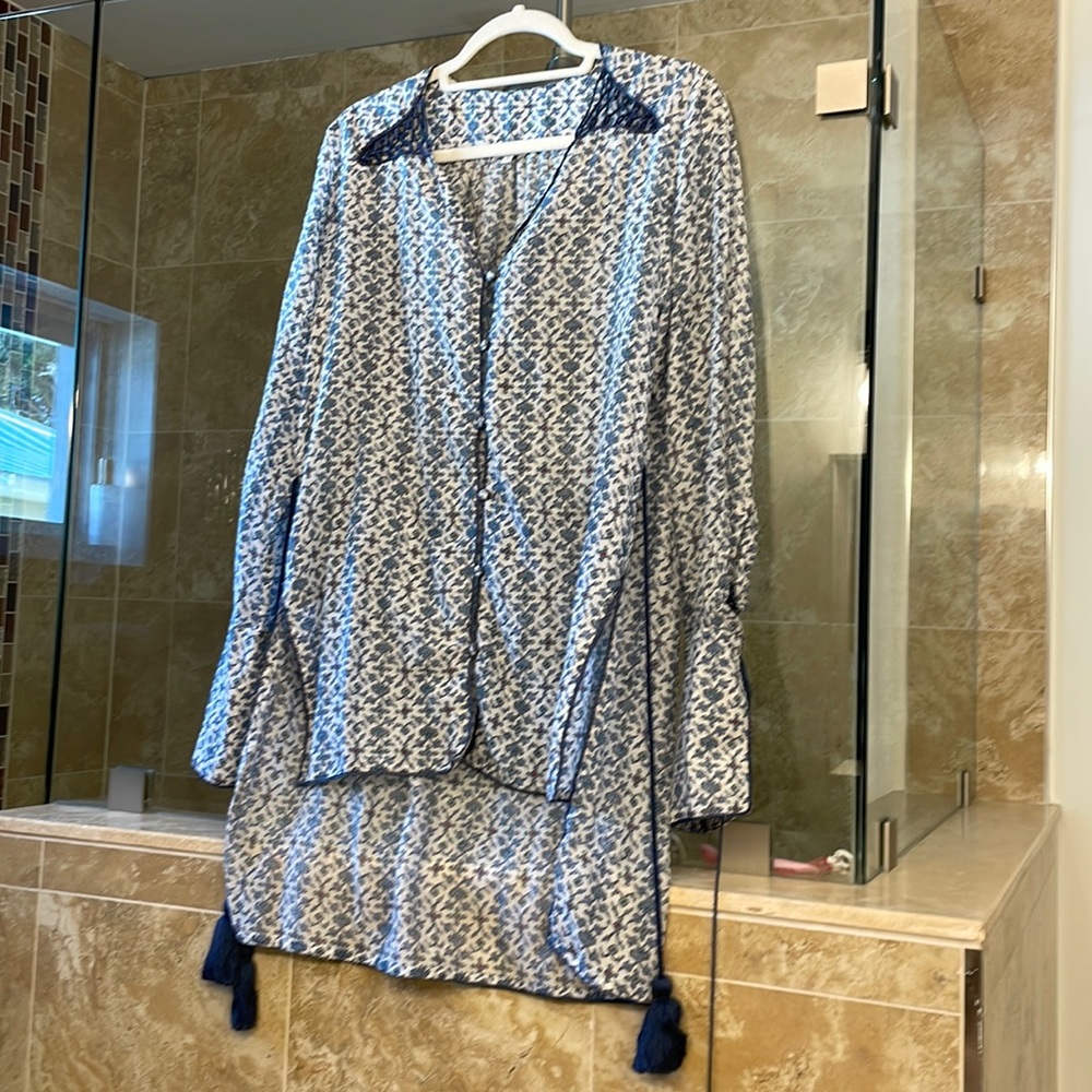 TALITHA small top blouse Tunic silk cotton blend tassels